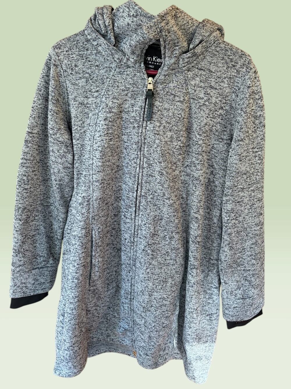 Calvin Klein Performance Women’s XL Gray Full Zip Tunic Jacket Detachable Hood